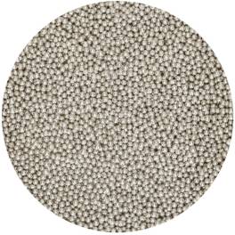 Perle / Perlute din zahar 2mm ARGINTIU - SMALL METALLIC SILVER- 80 GR- Funcakes