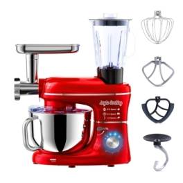 Robot de Bucătărie Mixer cu bol de 6.2 L - 1500W -Roșu- cu blender și tocător-Anyta Cooking