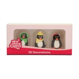 Set 3 buc Decor din zahar - PINGUIN 3D - 4 - 4,5 cm - Funcakes