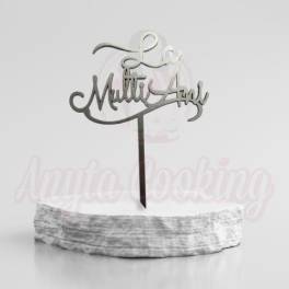 Topper Tort „La multi ani Argintiu” - 14.5 x 12 cm - Anyta Cooking