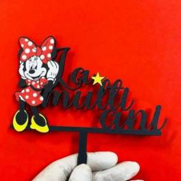 Topper Tort La multi ani cu Minnie Mouse  ,  MDF - Anyta Cooking