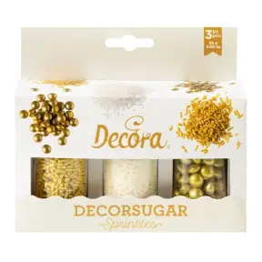  85 G SUGAR DECORATIONS MIX GOLD AND WHITE