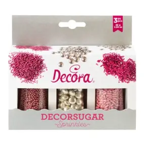  85 G SUGAR DECORATIONS MIX SILVER AND PINK MET