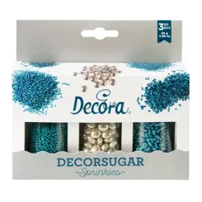  85 G SUGAR DECORATIONS MIX SILVER AND SKY BLUE MET