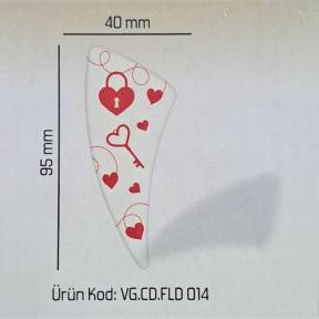 Set 160 buc decor din ciocolata - inimioare cu cheite rosii - 40x95 mm