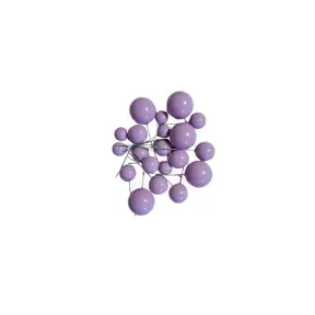 Set 20 sfere/bile din plastic pentru decor tort - Mov Lilac