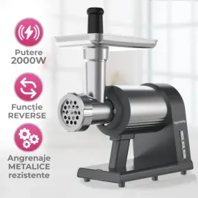 Masina de Tocat Multifunctionala 4in1 - Angrenaje Metalice,cu Reverse,1,8 kg/min - 2000W - Anyta Cooking