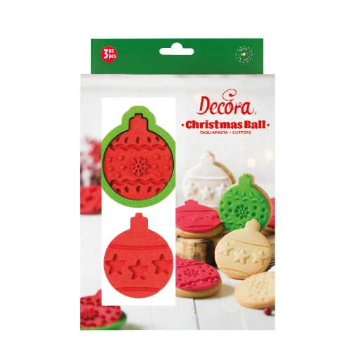  3 PCS SET XSTMAS BALL PLASTIC COOKIE CUTTER AND MARKERS