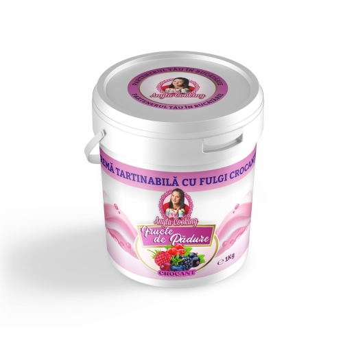 Cremă tartinabilă cu fulgi crocanti – FRUCTE DE PADURE – 1 kg – Anyta Cooking