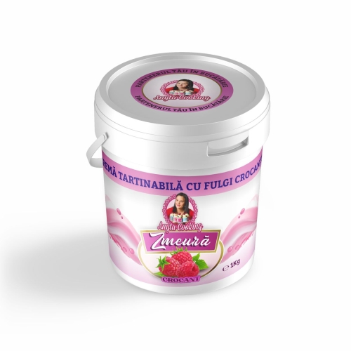 Cremă tartinabilă cu fulgi crocanti – ZMEURA – 1 kg – Anyta Cooking