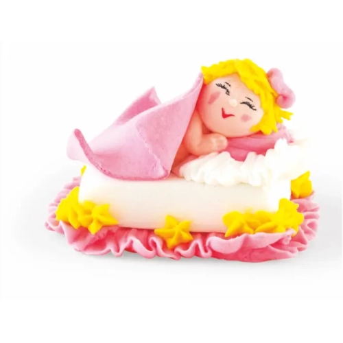 Decor din Pasta de Zahar - Fetita Blonda dormind - Roz - YKPACA