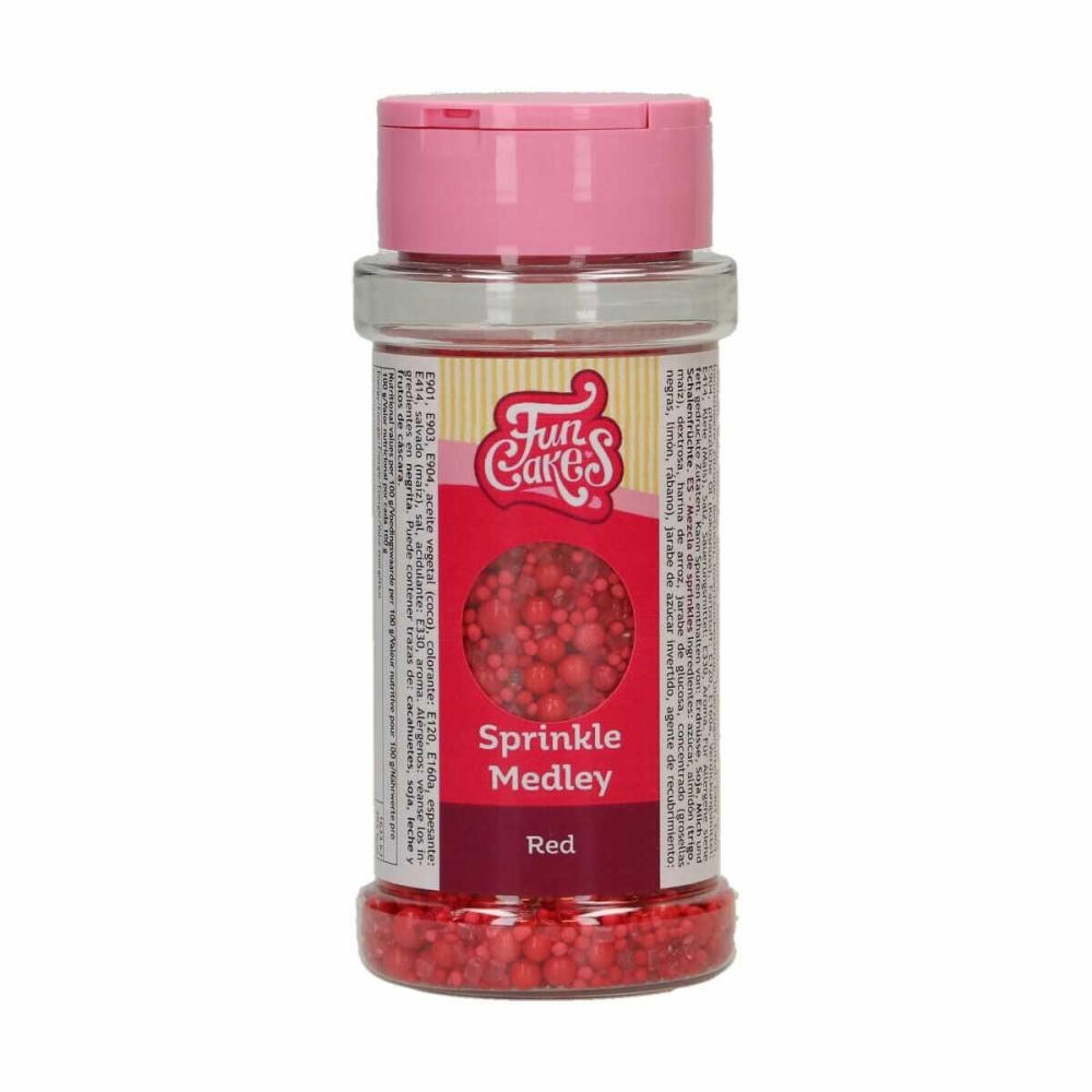 Decor din zahar Sprinkle Medley Red / Rosu - 70g - FunCakes