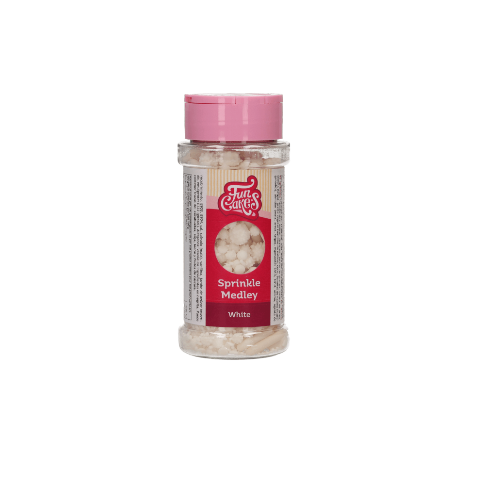 Decor din zahar Sprinkle Medley White - 65g - Funcakes