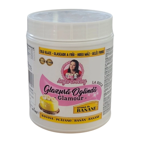 Glazura oglinda la rece Glamour (Sclipicios) -cu gust si culoare de BANANE - 1 kg - Anyta Cooking