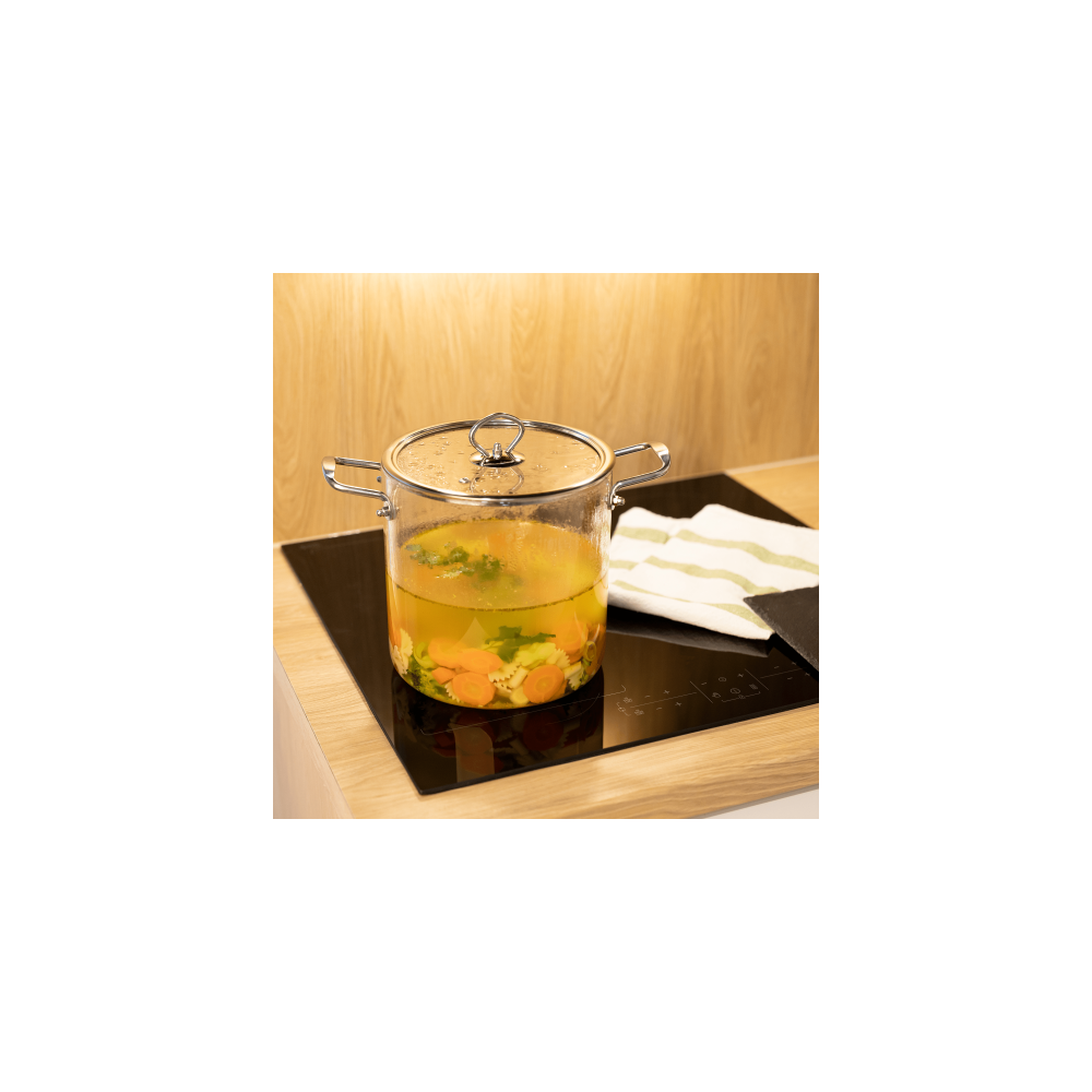 Oală borosilicata Transparenta 5.5 L– Compatibilă cu Gaz, Electric, Vitroceramic și Inducție – Anyta Cooking