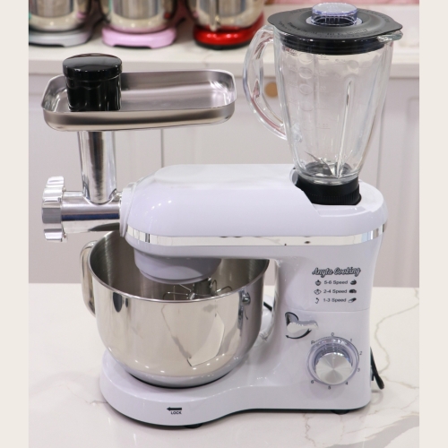 Robot de Bucătărie Mixer cu bol de 6.2 L - 1500W -Alb- cu blender și tocător-Anyta Cooking 