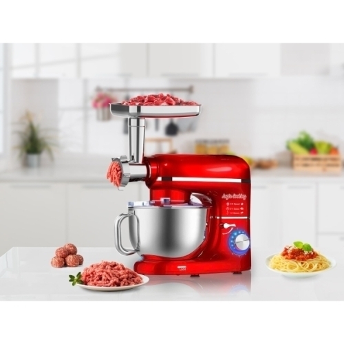 Robot de Bucătărie Mixer cu bol de 6.2 L - 1500W -Roșu- cu blender și tocător-Anyta Cooking