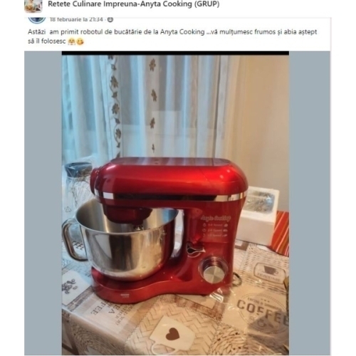 Robot de Bucătărie Mixer cu bol de 6.2 L - 1500W -Roșu- cu blender și tocător-Anyta Cooking