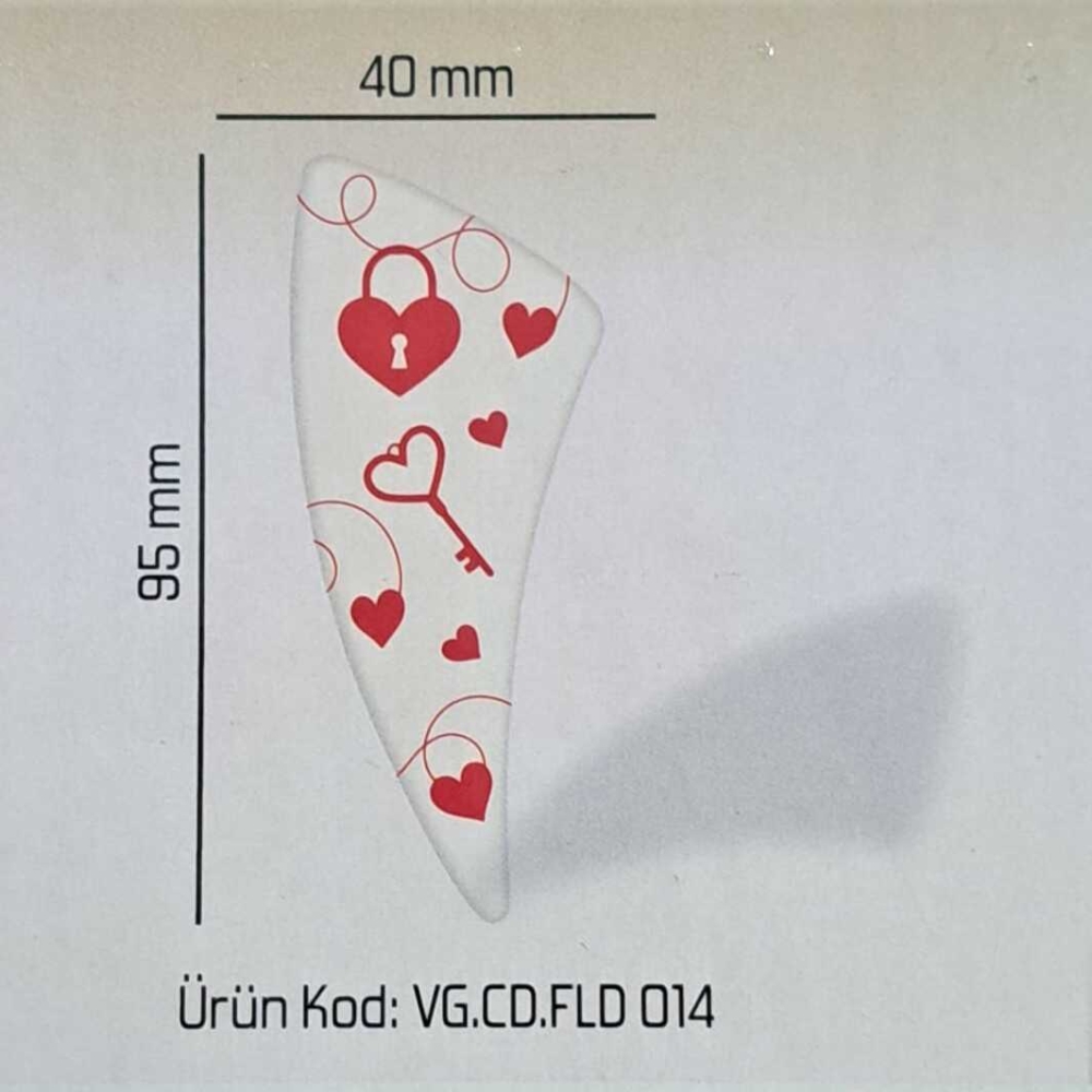 Set 160 buc decor din ciocolata - inimioare cu cheite rosii - 40x95 mm