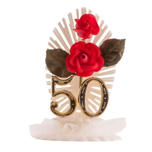Figurină de tort cu trandafiri - aniversare de 50 de ani- Dekora