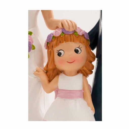Figurină de tort pentru nuntă – Cuplu căsătorit cu fetiță, 16 CM - Dekora