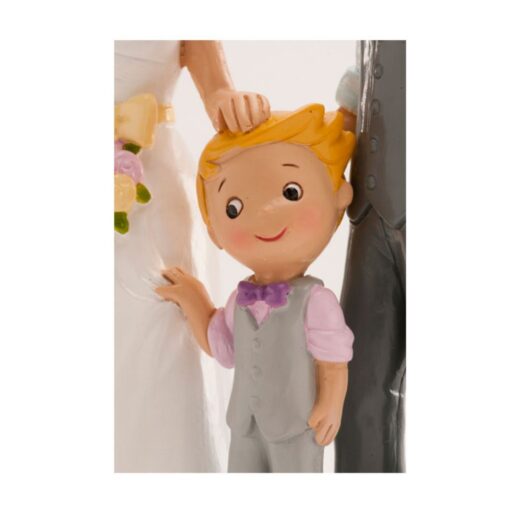 Figurină de tort pentru nuntă – Cuplu căsătorit cu băiat, 16 CM - Dekora