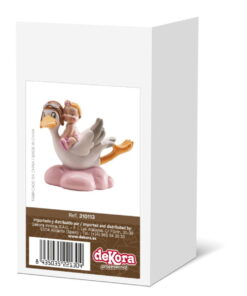 Figurină de tort – Barză în zbor cu copil, roz, 10 CM - Dekora