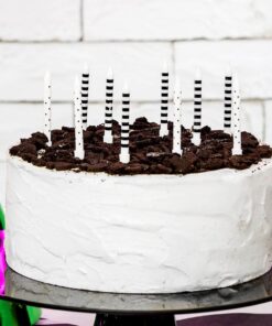 Set 6 buc Lumănări tort-Alb&Negru-6,5cm-PartyDeco