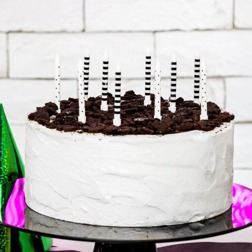 Set 6 buc Lumănări tort-Alb&Negru-6,5cm-PartyDeco