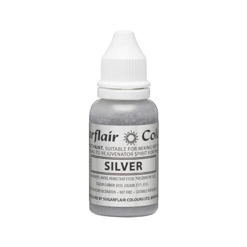 Colorant alimentar aerograf- Silver / Argintiu -14 ml-Sugarflair