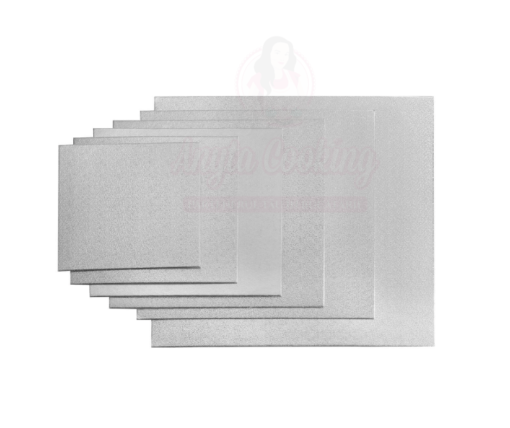 Disc pentru tort, patrat, argintiu -2mm grosime-Anyta Cooking