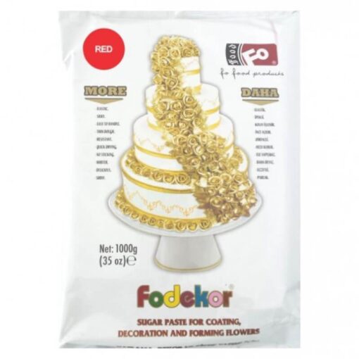 Pastă de zahăr (Fondant) pentru acoperire, decor și flori - ROSU - 1KG - FODEKOR