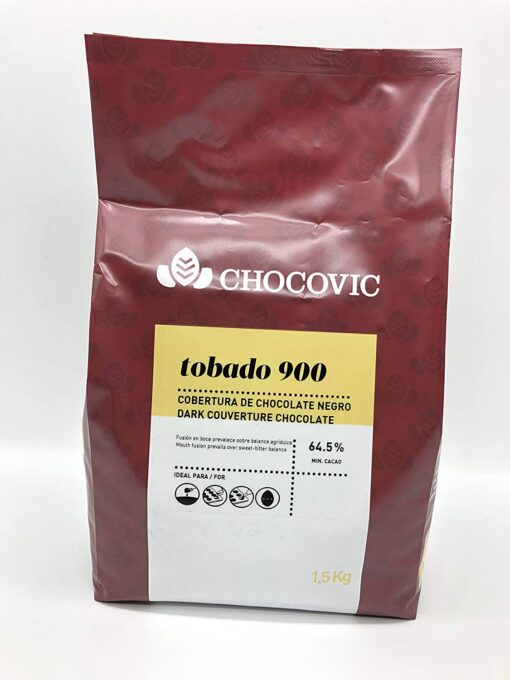Ciocolată neagră-Tobado 900 Couverture - 64,5% cacao - 1,5 KG - Chocovic