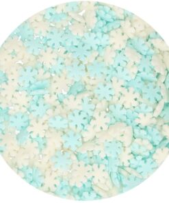 Decoratiune de zahar-SNOWFLAKES WHITE/BLUE -50 G-Funcakes