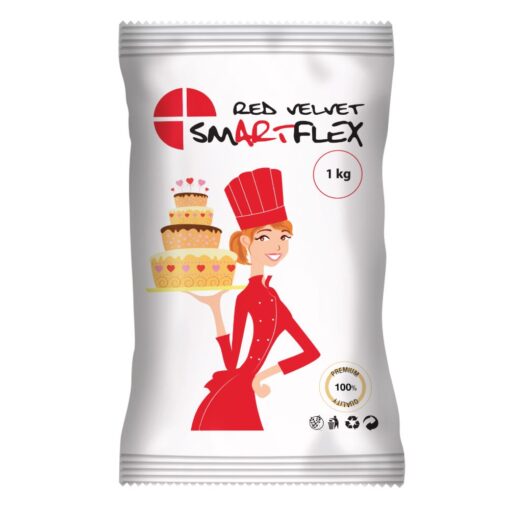 Pasta de Zahar (Fondant) velvet RED/ROSU-1Kg-Smartflex
