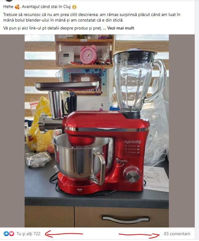 pardon Breeze coal Robot de Bucătărie Mixer cu bol de 6.2 L - 1500W -Roșu- cu blender și  tocător-Anyta Cooking - Anyta Cooking